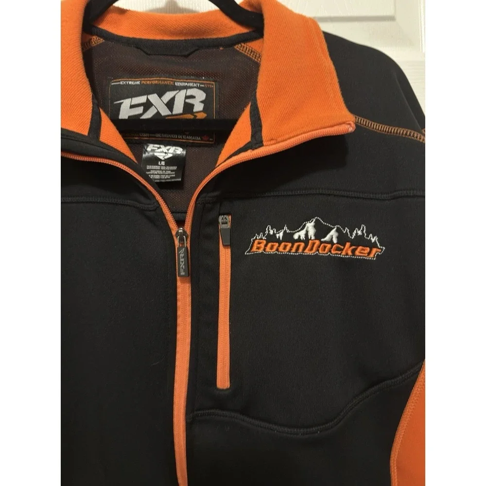 FXR Racing Boon‎ Docker Full Zip Jacket L Black Orange Snowmobile Ski Snowboard